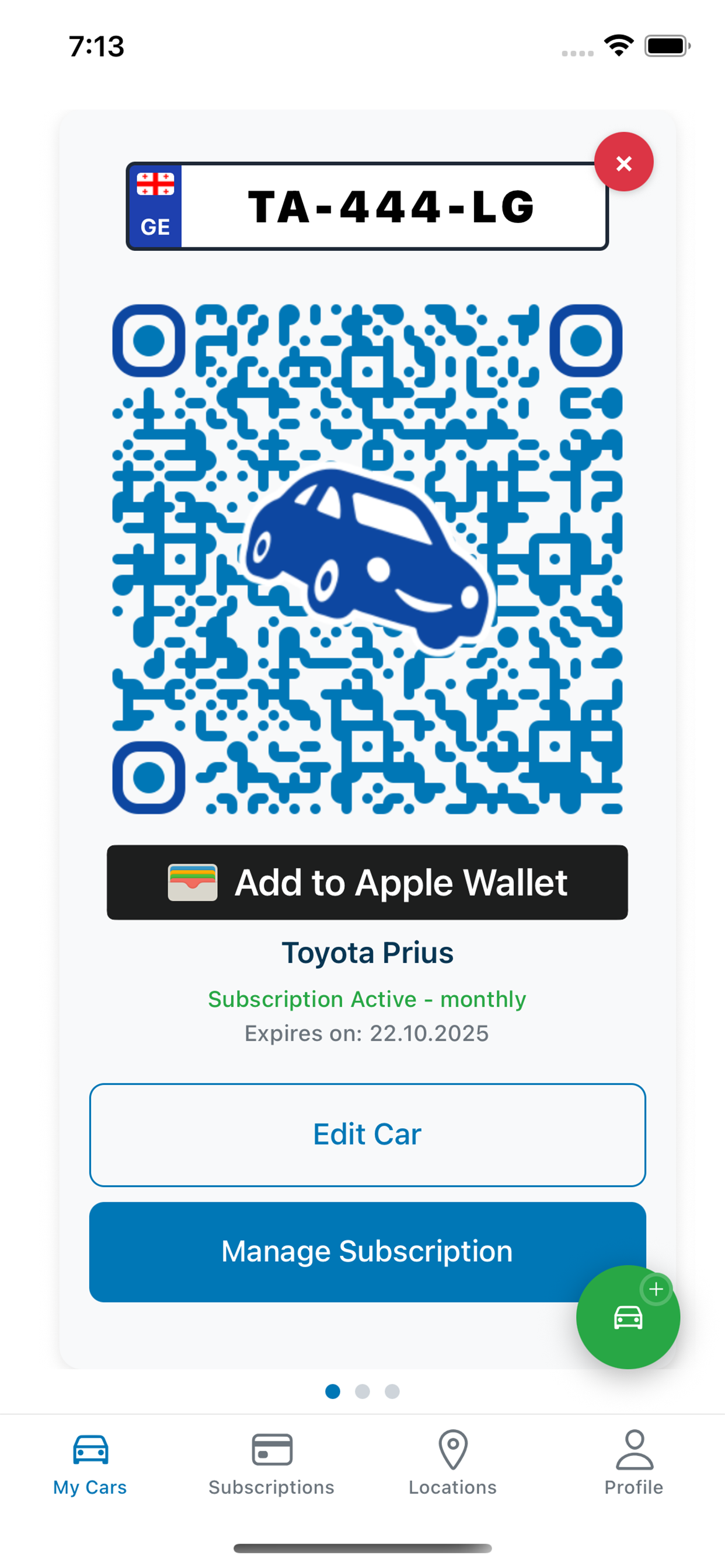 Talga app car subscription interface